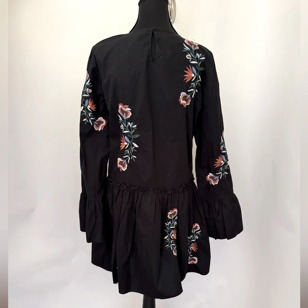 Zara‎ Trafaluc Collection Floral Embroidered Long Sleeve Mini Dress, Size S, NWT - Picture 9 of 16